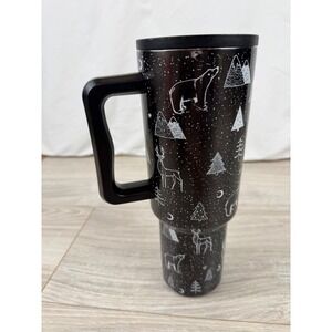 Simple Modern 40oz Trek Tumbler Black Winter Wilderness Polar Bear Deer No Straw